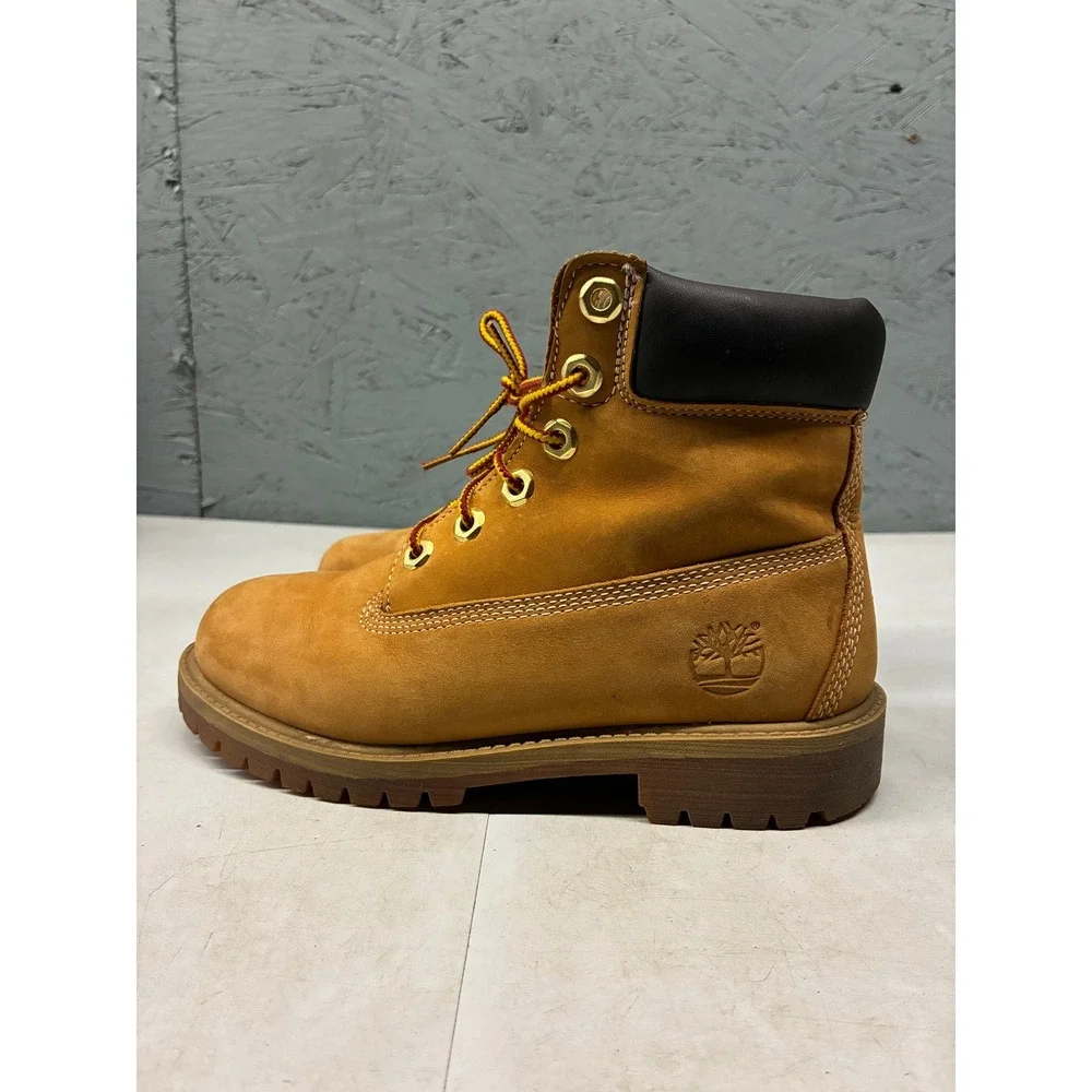 Timberland 6 Inch Premium Waterproof Boots Youth 3.5 Wheat Nubuck Leather
